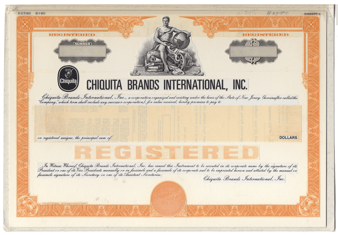 Working Proof from CHIQUITA for the company's Registered Bonds