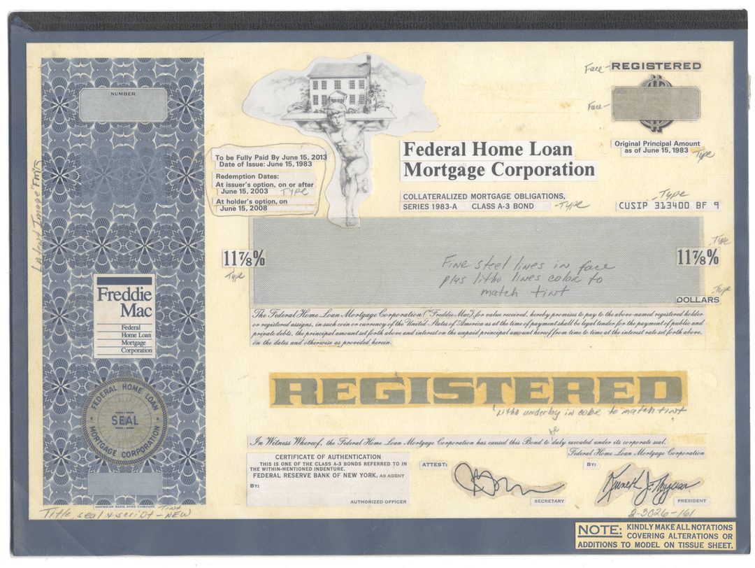 Very Rare FEDERAL HOME LOAN MORTGAGE (FREDDIE MAC) Working Proof