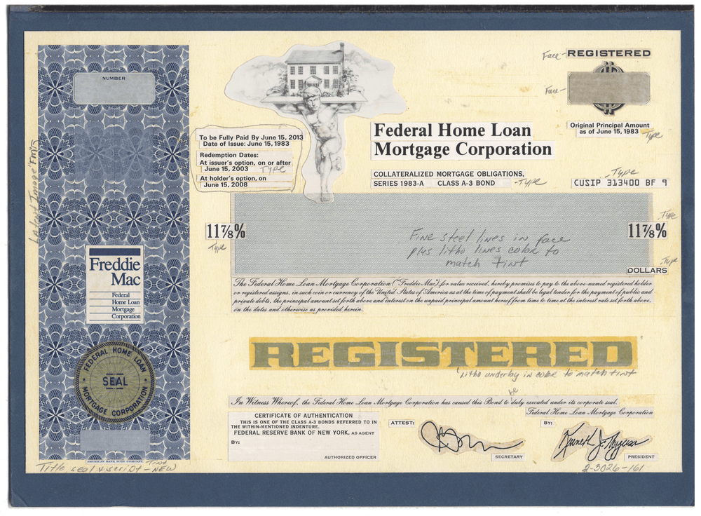 Very Rare FEDERAL HOME LOAN MORTGAGE (FREDDIE MAC) Working Proof
