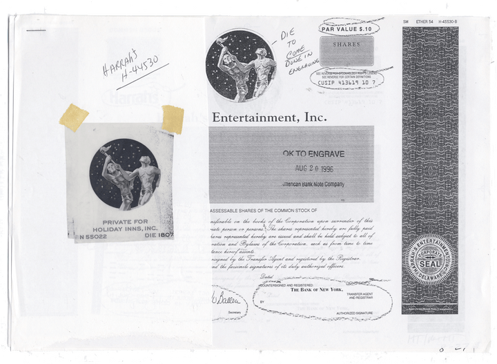 Final Proof from Harrah's Entertainment for the company's Common Stock