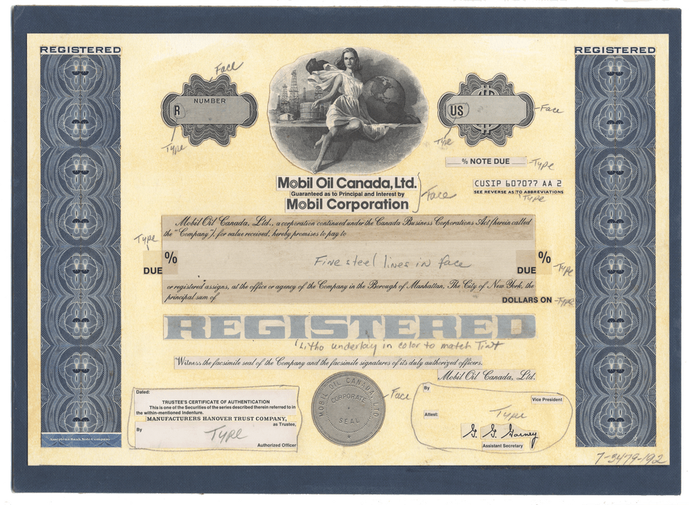 Working Proof from Mobile Oil Canada for the company's Registered Notes