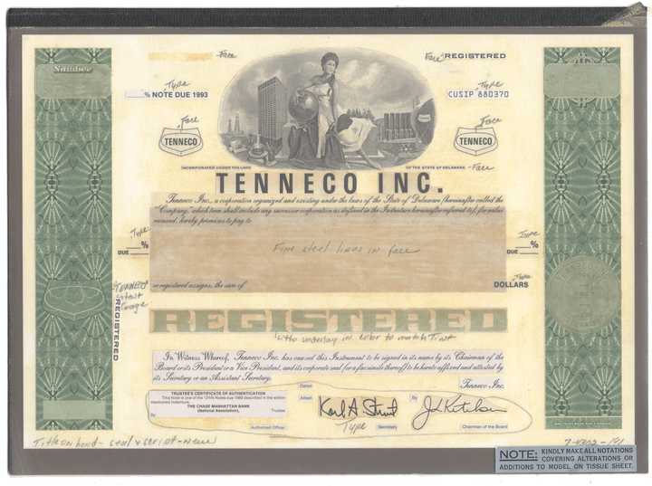 Rare working proof from Tenneco Inc