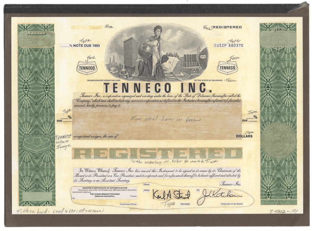 Rare working proof from Tenneco Inc