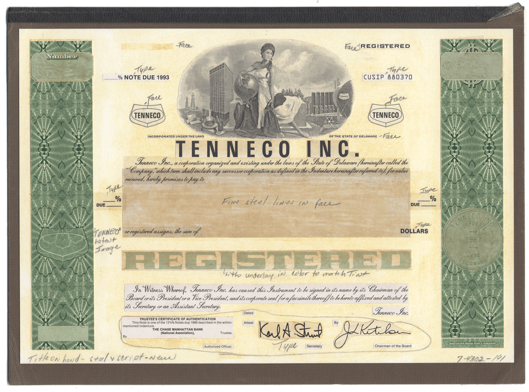 Rare working proof from Tenneco Inc