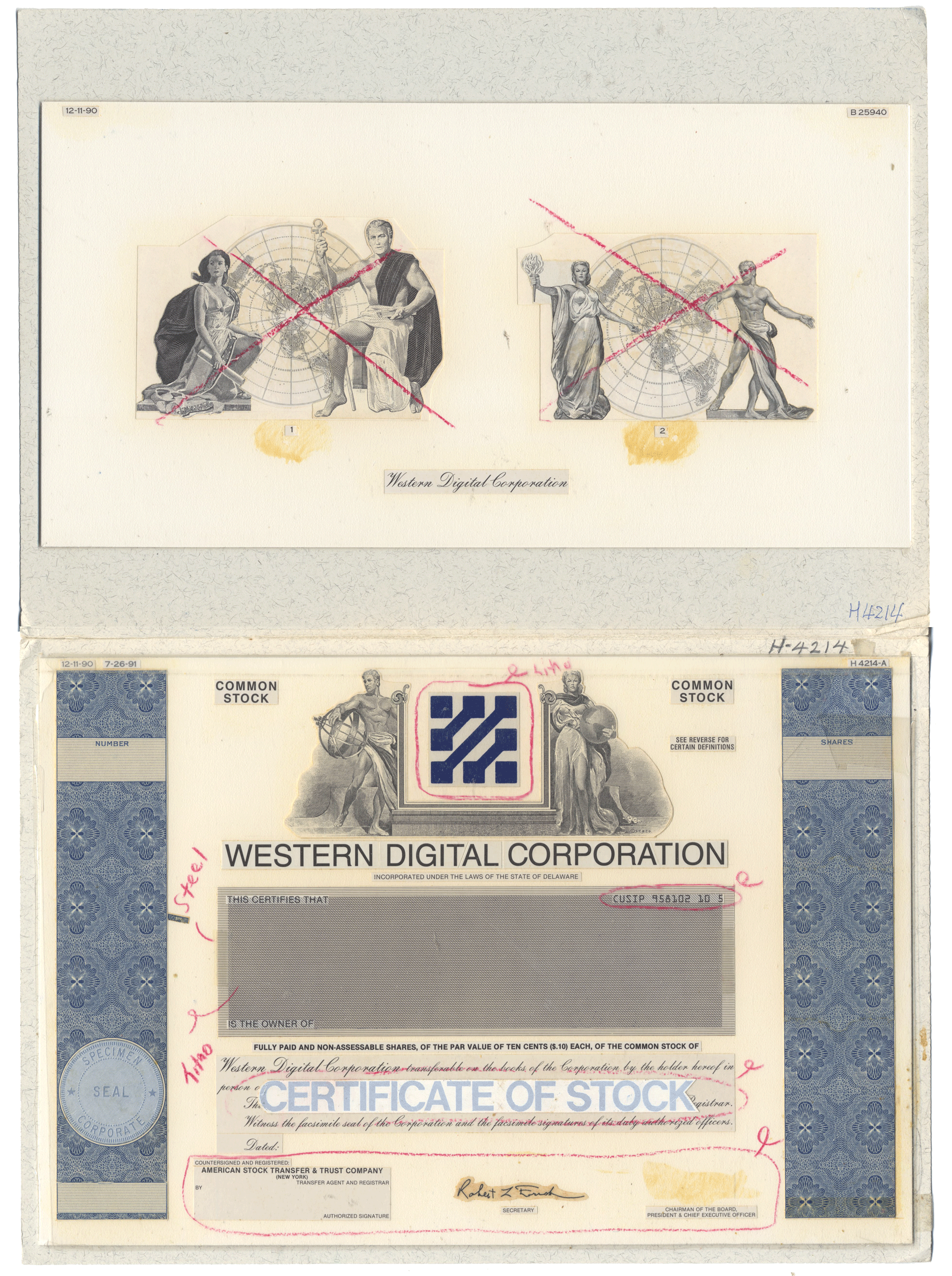 Working Proof from the Western Digital Corporpation for the company's Common Stock