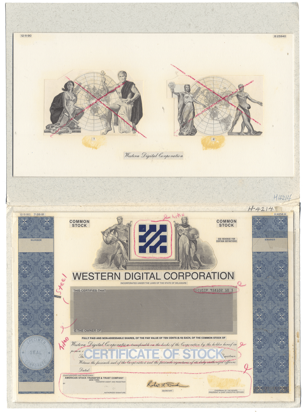 Working Proof from the Western Digital Corporpation for the company's Common Stock