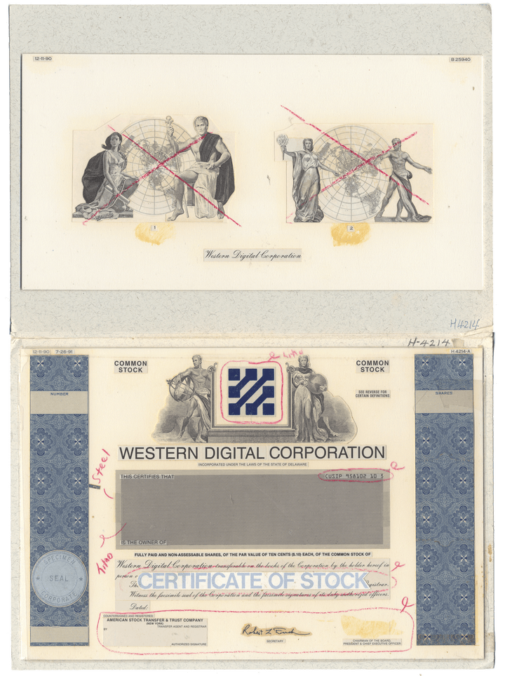 Working Proof from the Western Digital Corporpation for the company's Common Stock