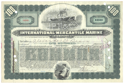 International Mercantile Marine Company Stock Certificate