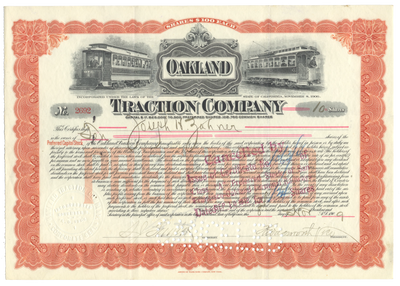 Oakland Traction Company Stock Certificate