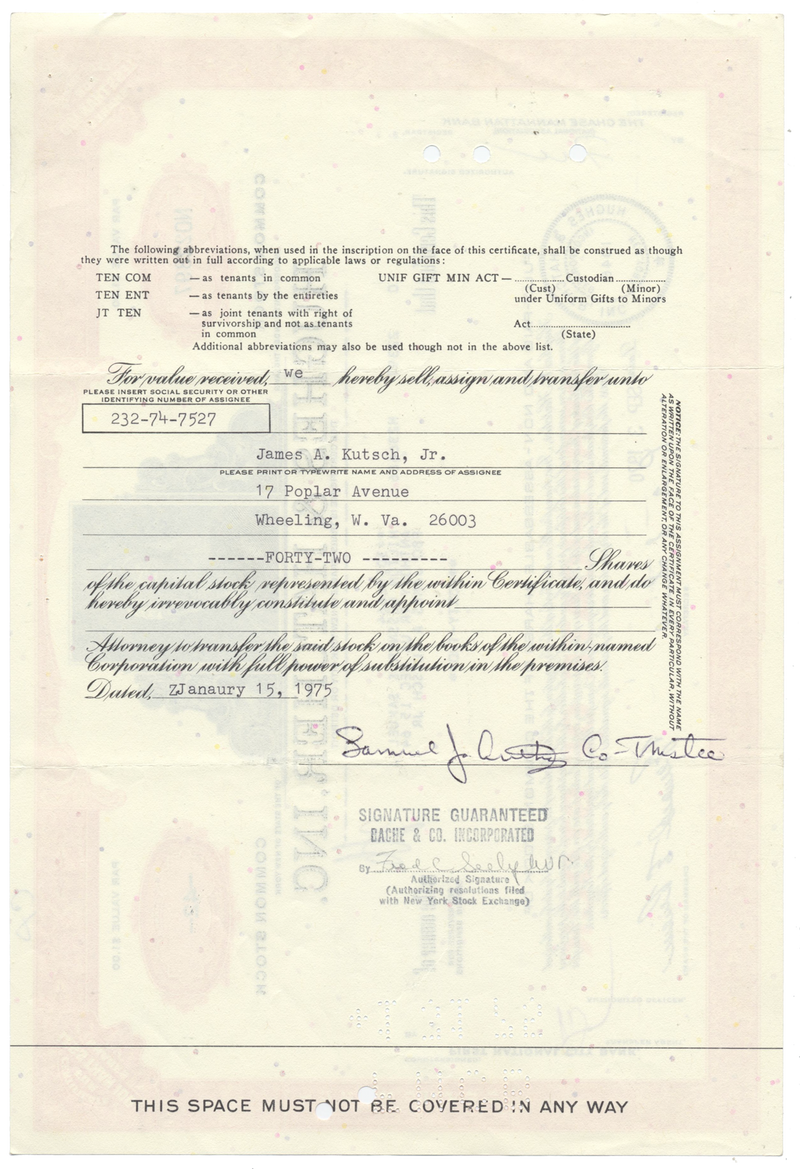 Hughes & Hatcher, Inc. Stock Certificate