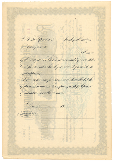 Columbus Southern Railway Company Stock Certificate