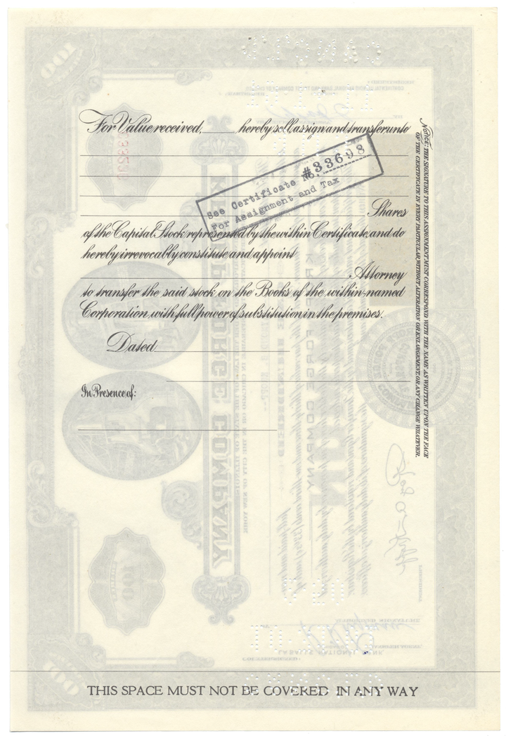 Kropp Forge Company Stock Certificate