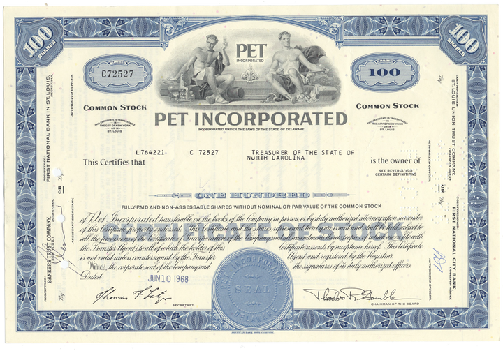 Pet Incorporated Stock Certificate