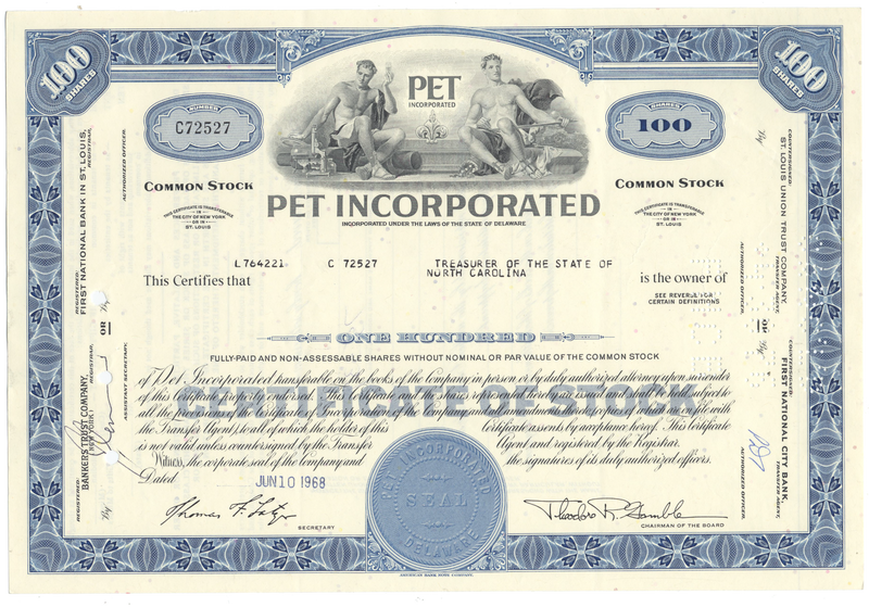 Pet Incorporated Stock Certificate