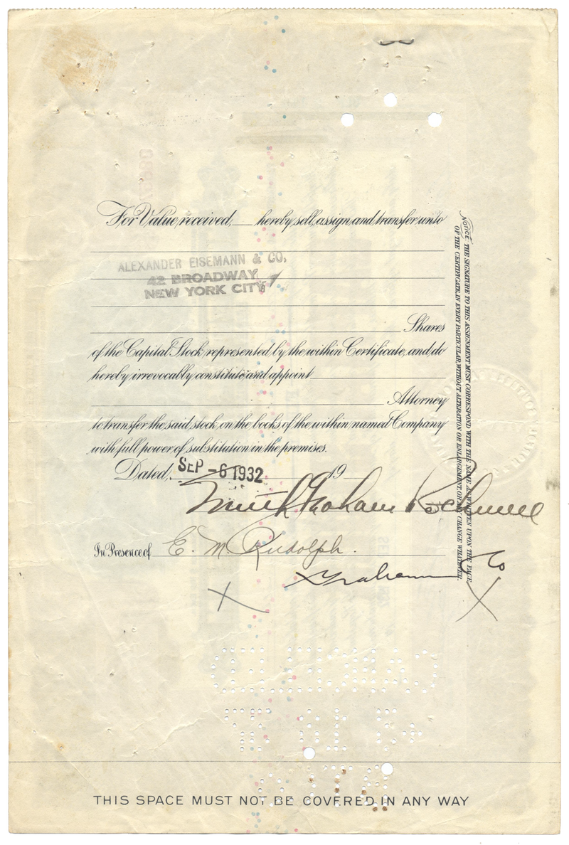 Norfolk Southern Railroad Company Stock Certificate