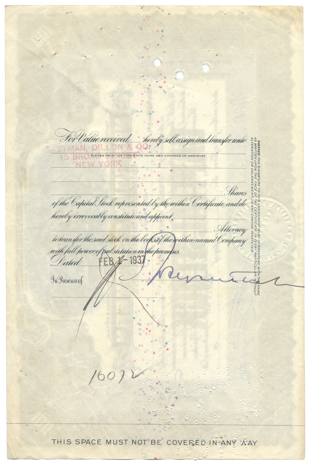 Norfolk Southern Railroad Company Stock Certificate