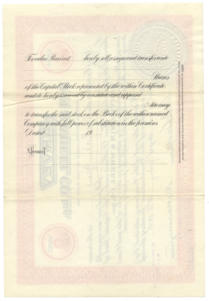 Harvey Rim & Wheel Co., Inc. Stock Certificate