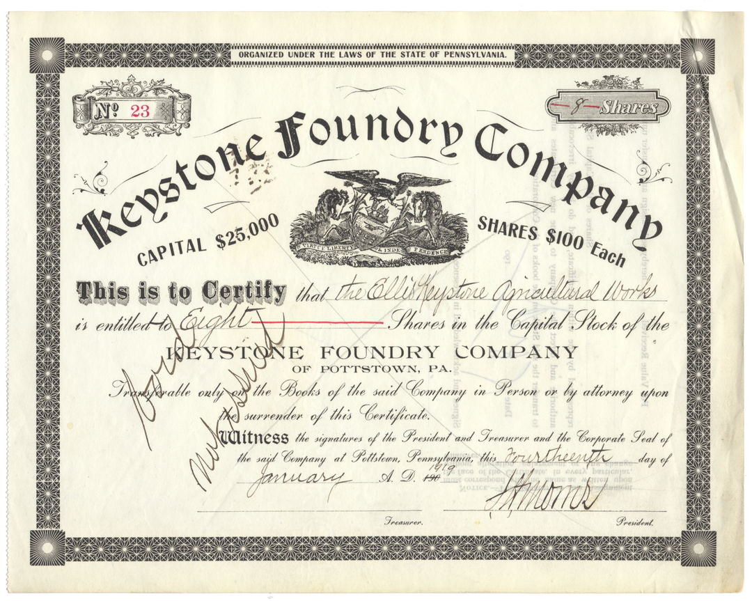 Keystone Foundry Company Stock Certificate