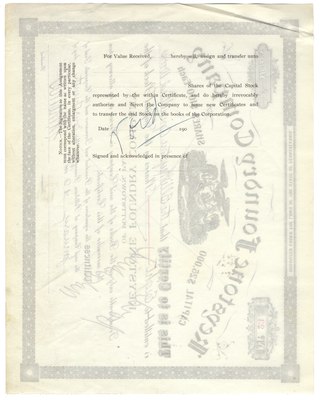 Keystone Foundry Company Stock Certificate