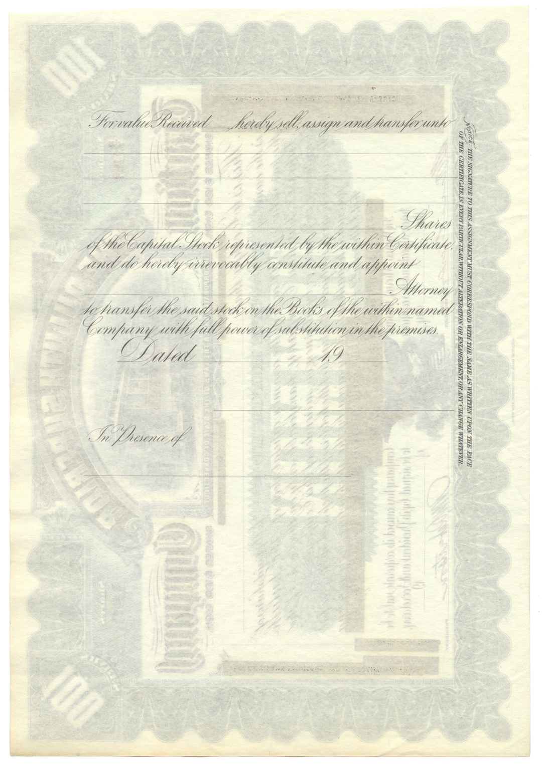 Duluth-Superior Traction Company Specimen Stock Certificate