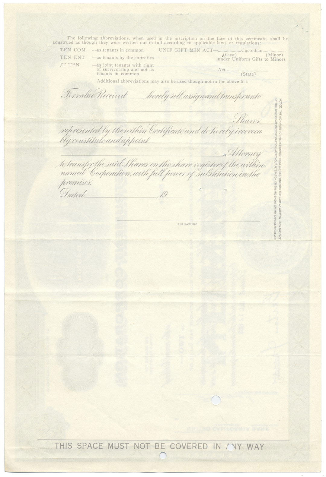 Barton Instrument Corporation Stock Certificate