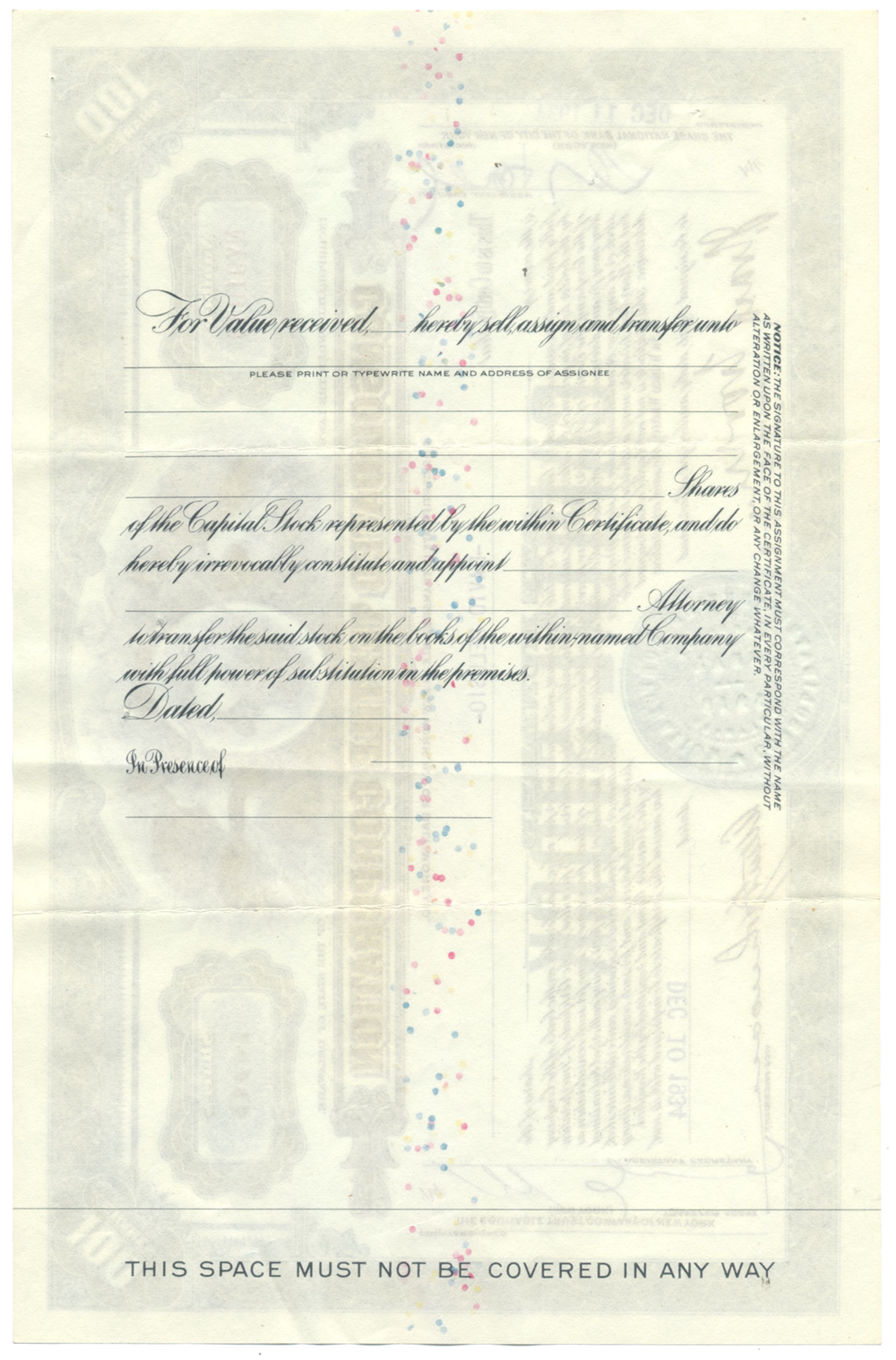 Consolidated Textiles Corporation Stock Certificate