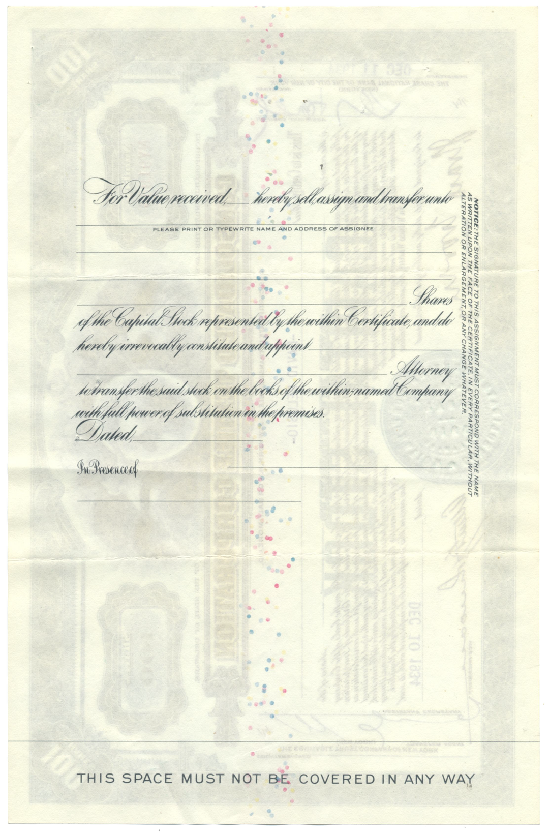 Consolidated Textiles Corporation Stock Certificate