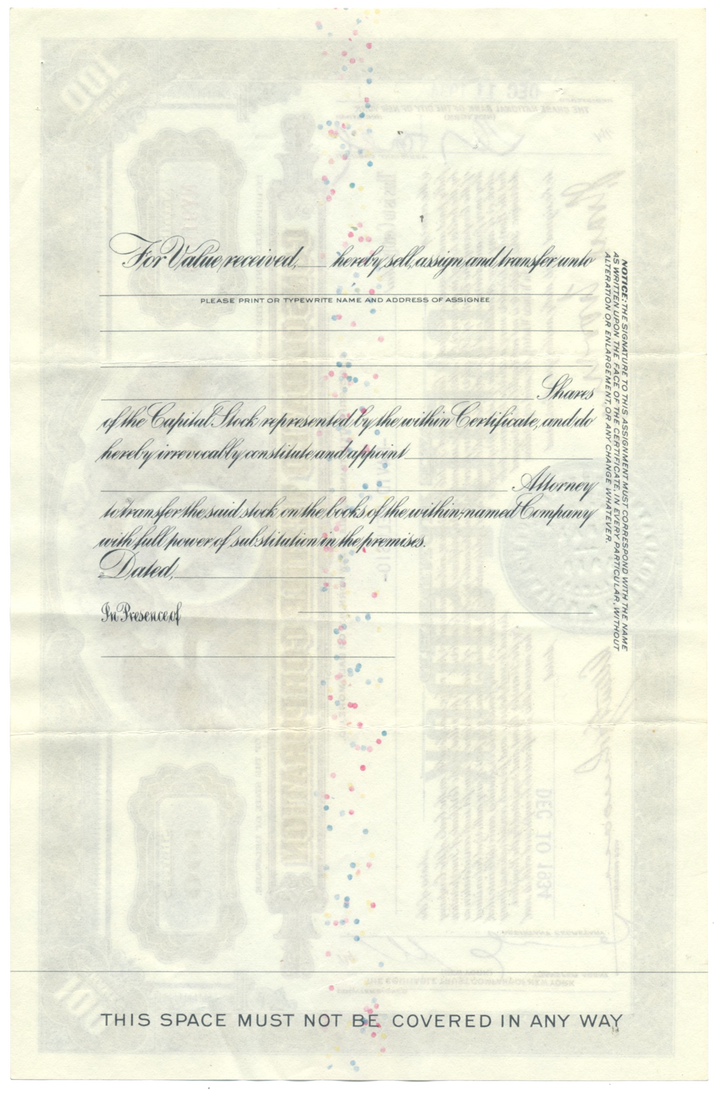 Consolidated Textiles Corporation Stock Certificate