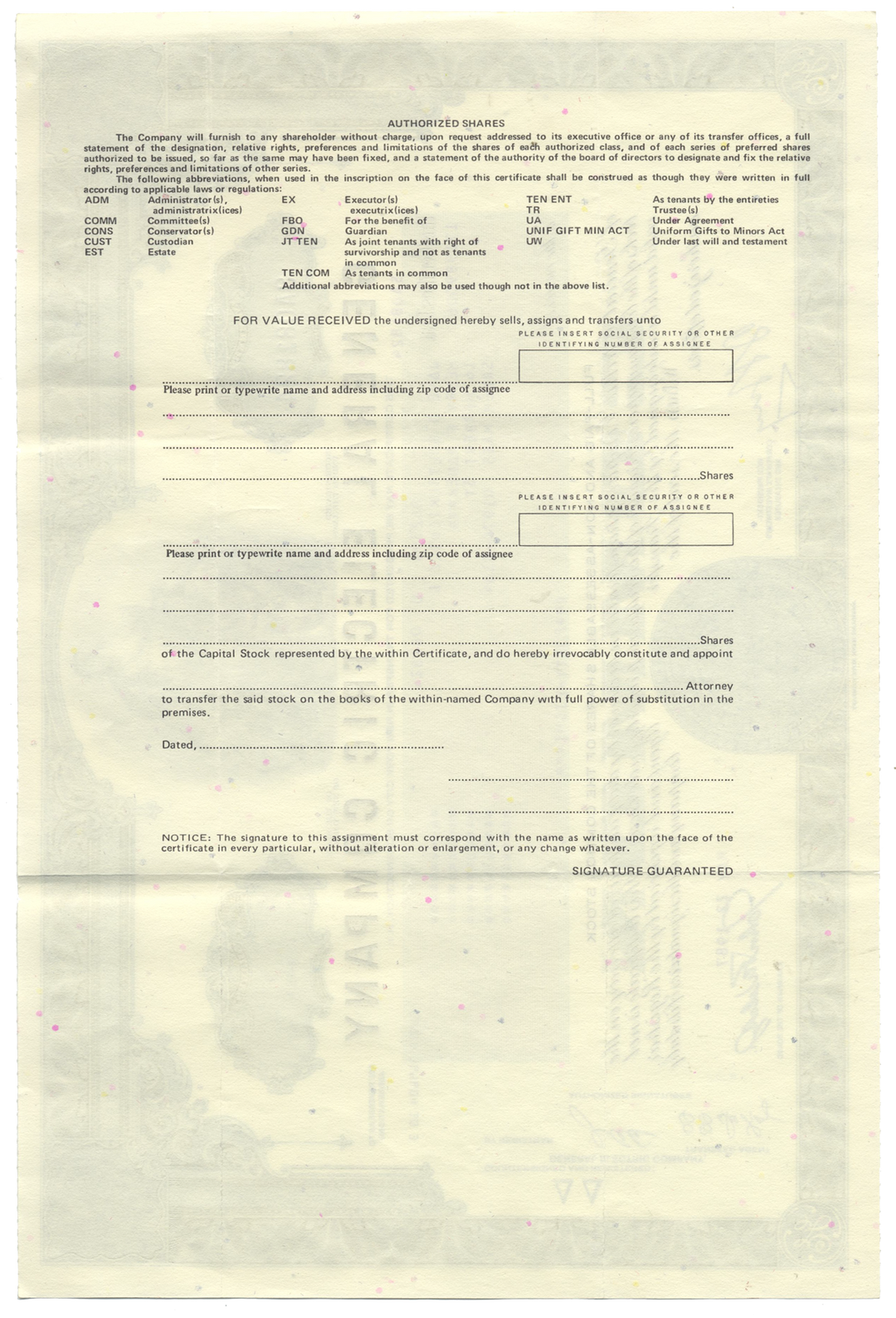 General Electric Company Stock Certificate