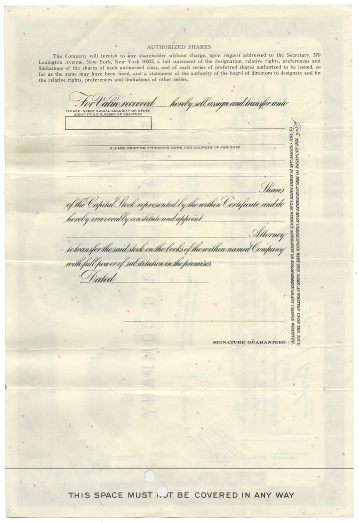 General Electric Company Stock Certificate