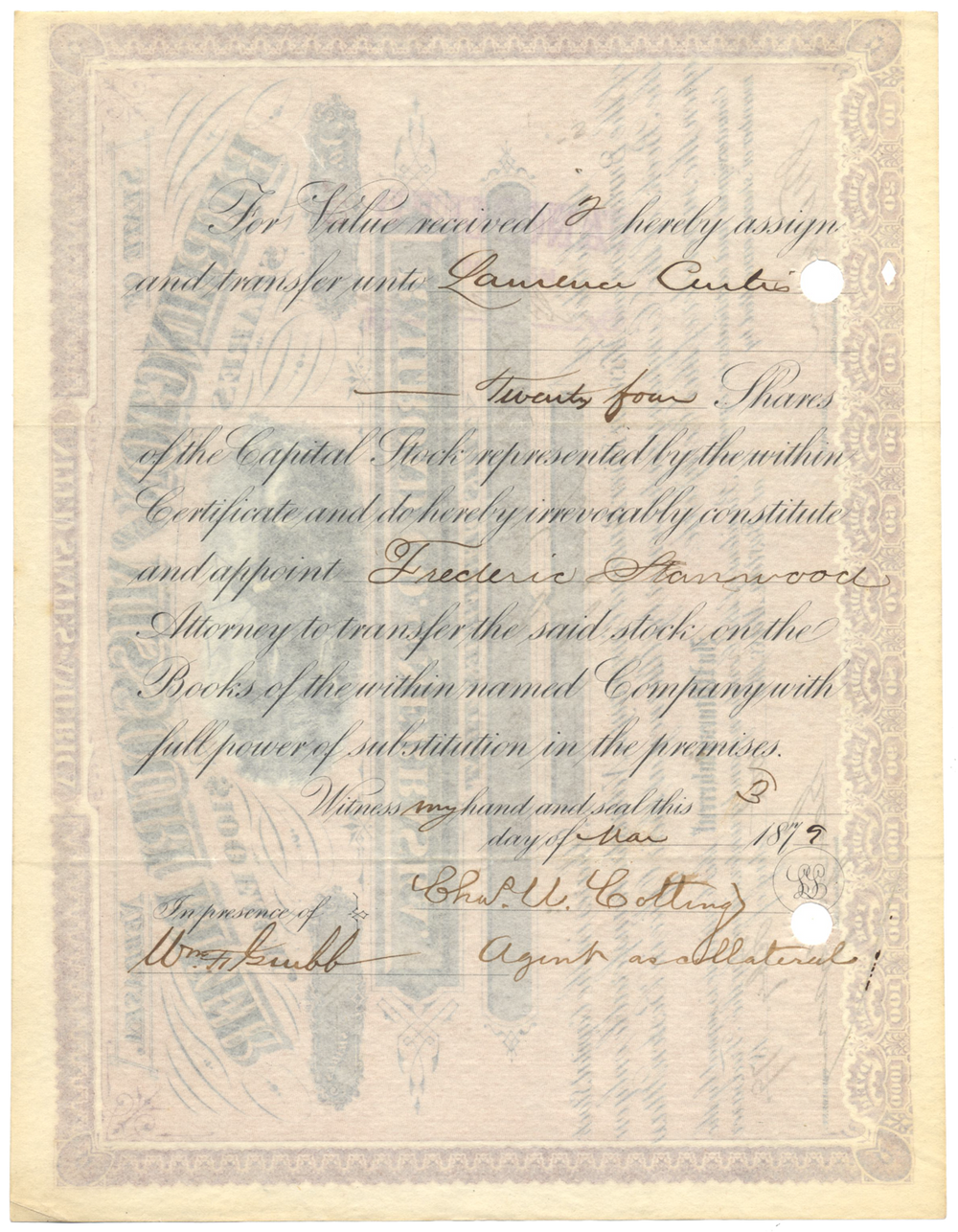 Burlington and Missouri River Railroad Company in Nebraska Stock Certificate