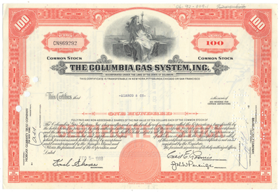 Columbia Gas System, Inc. Stock Certificate