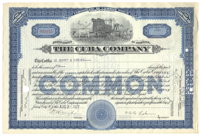 Cuba Company Stock Certificate