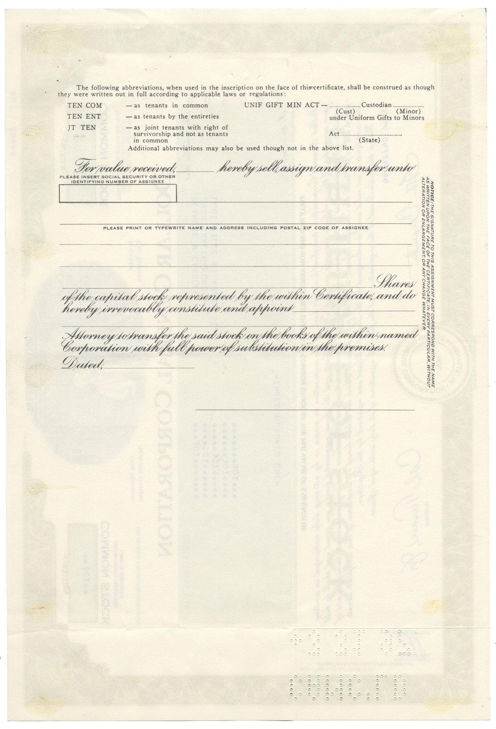 Dollar General Corporation Stock Certificate