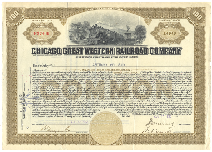 Chicago Great Western Railroad Company Stock Certificate