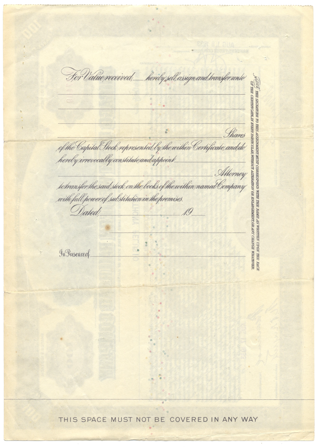 Chicago Great Western Railroad Company Stock Certificate