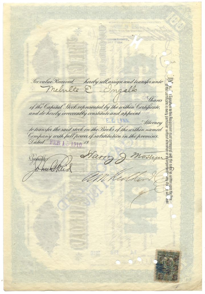 Cincinnati Northern Railroad Company Stock Certificate