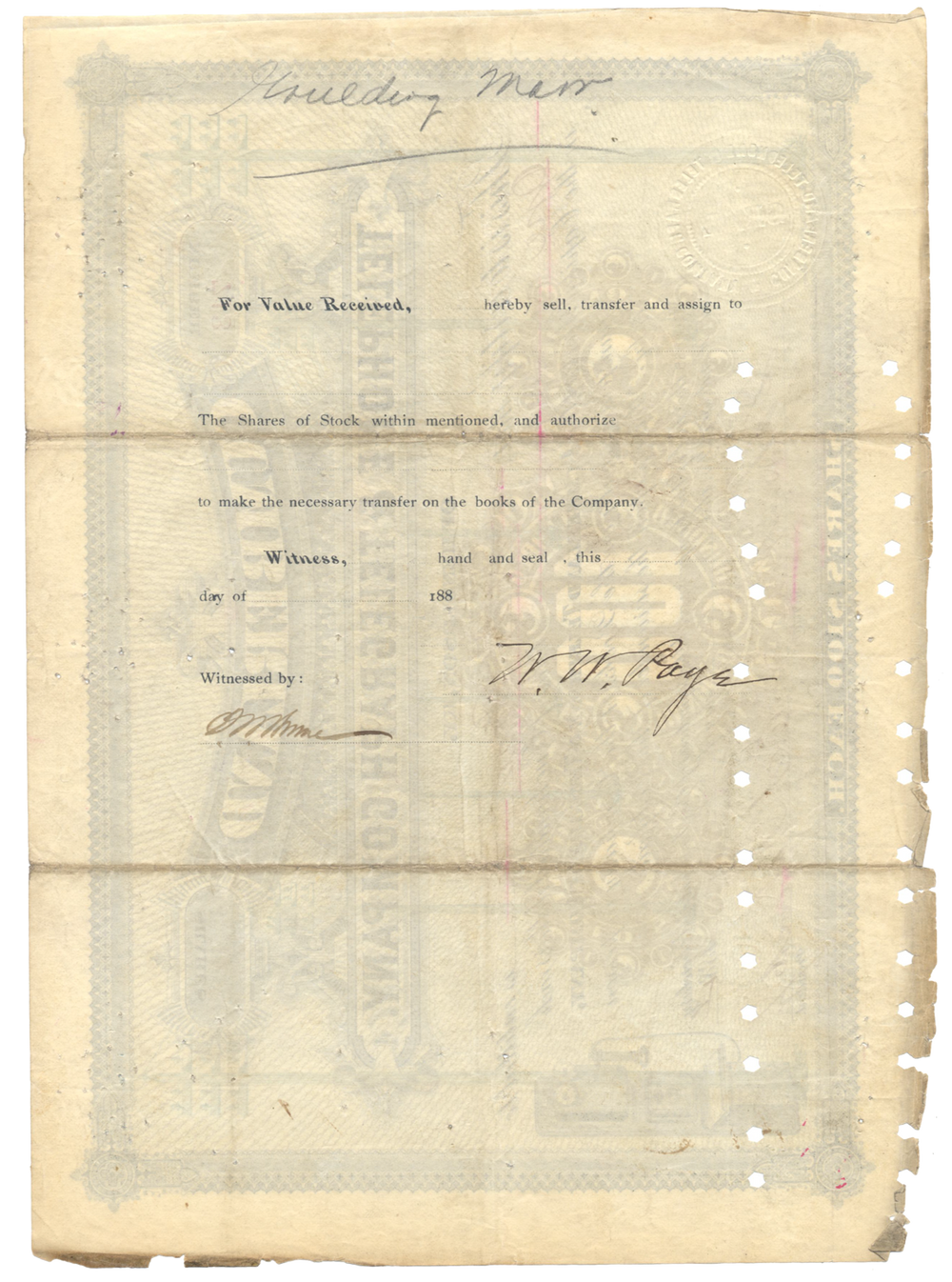 Cumberland Telephone & Telegraph Company Stock Certificate