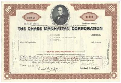 Chase Manhattan Corporation Stock Certificate