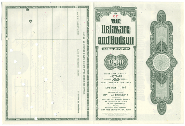 Delaware and Hudson Railroad Corporation Bond Certificate