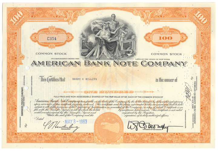 American Bank Note Company Stock Certificate