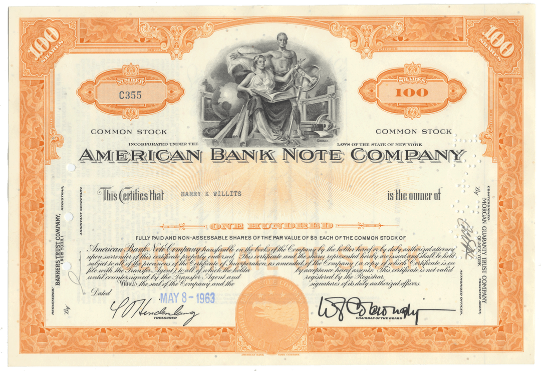 American Bank Note Company Stock Certificate