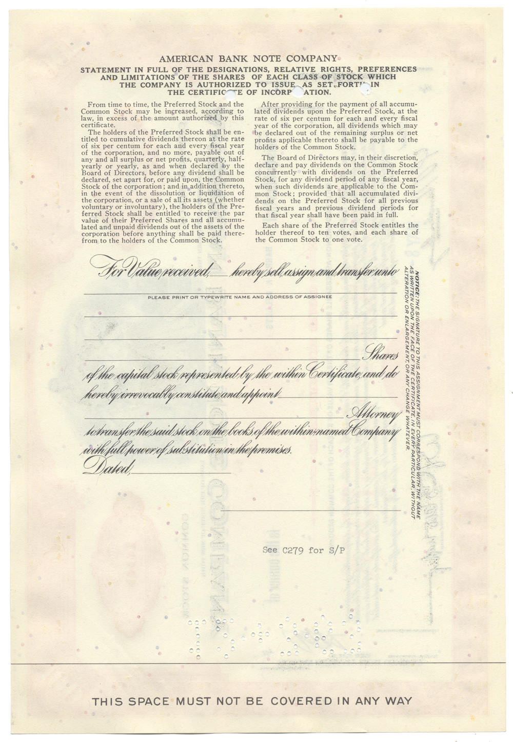 American Bank Note Company Stock Certificate