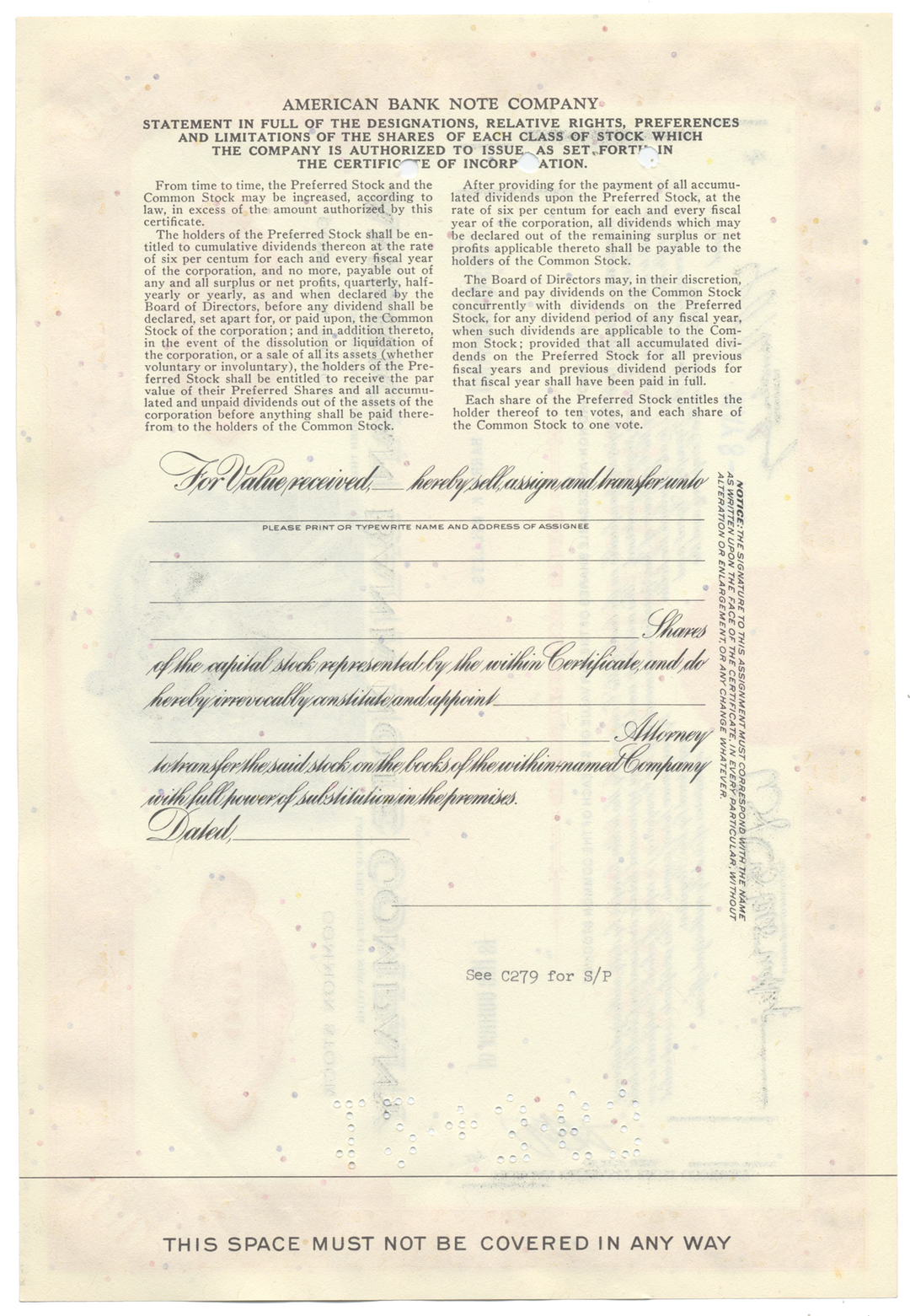 American Bank Note Company Stock Certificate