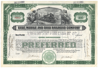 Gulf, Mobile and Ohio Railroad Company Stock Certificate