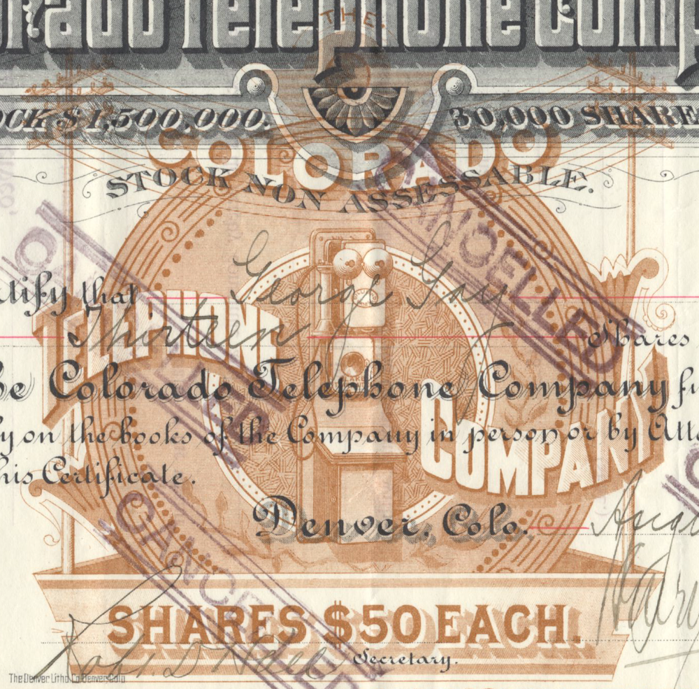 Colorado Telephone Company Stock Certificate