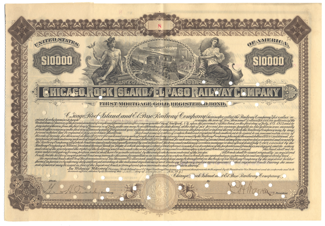 Chicago, Rock Island and El Paso Railway Company Bond Certificate