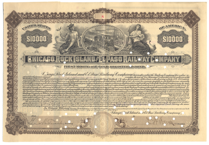 Chicago, Rock Island and El Paso Railway Company Bond Certificate