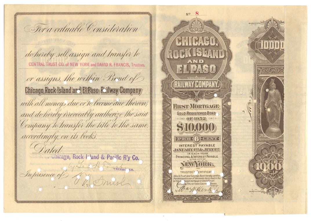 Chicago, Rock Island and El Paso Railway Company Bond Certificate