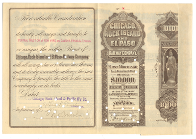 Chicago, Rock Island and El Paso Railway Company Bond Certificate